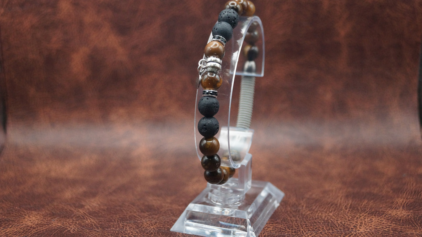 Lava stone & Tigers Eye Bracelet