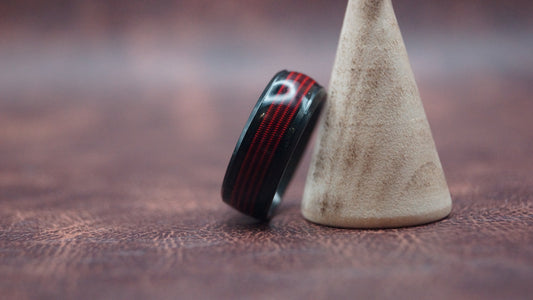 Black Ring with Red Strings inlay