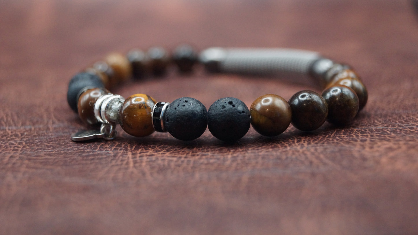 Lava stone & Tigers Eye Bracelet