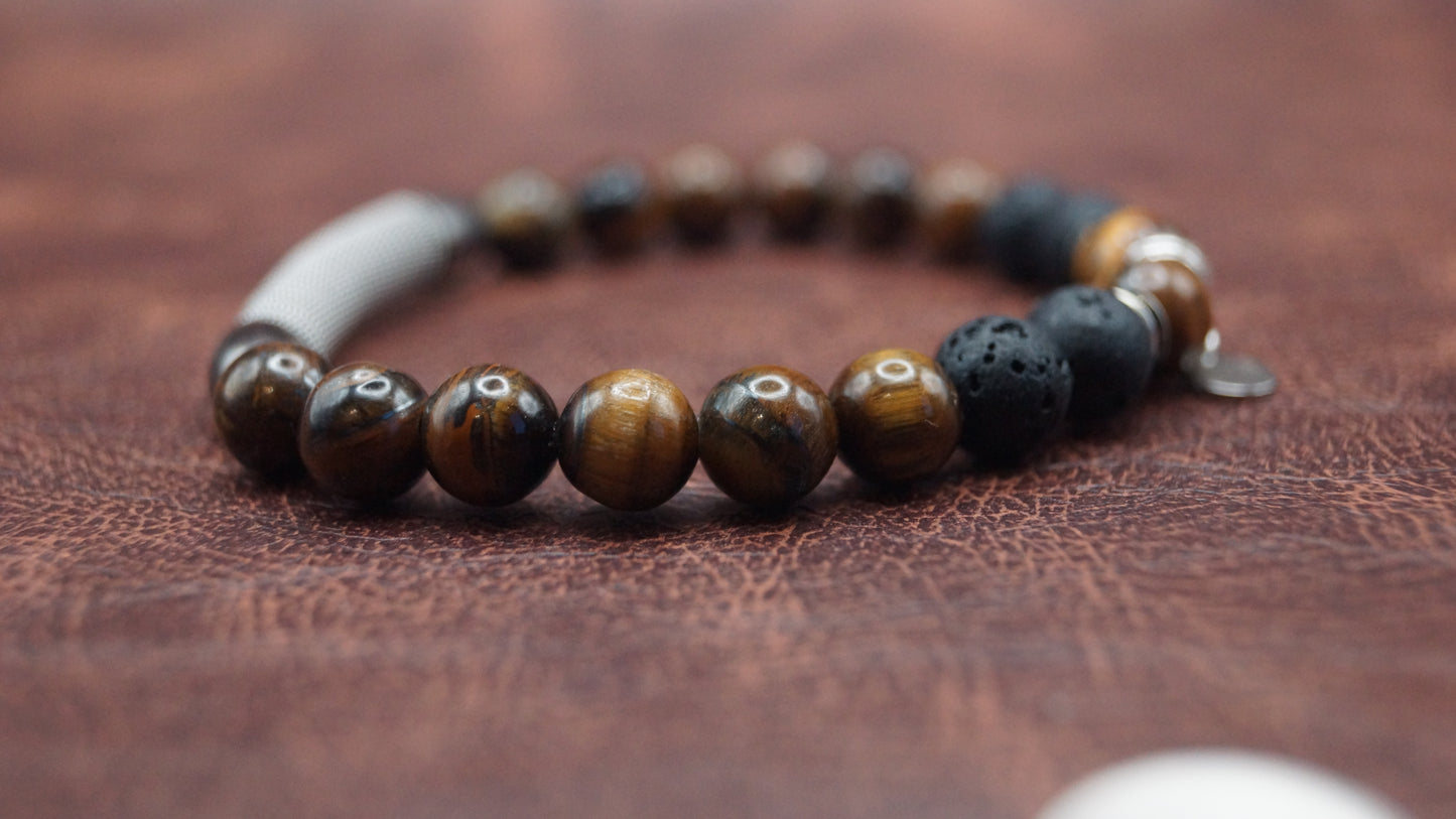 Lava stone & Tigers Eye Bracelet