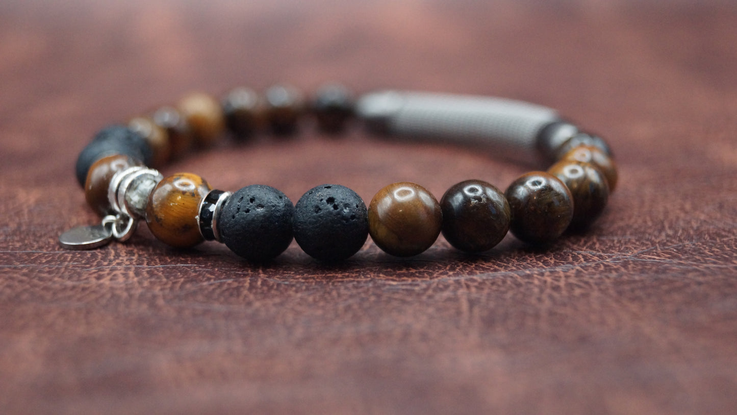 Lava stone & Tigers Eye Bracelet