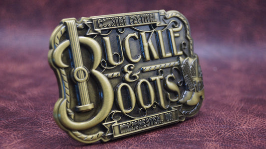 Buckle & Boots Festival Belt Buckle (Brass Edition)