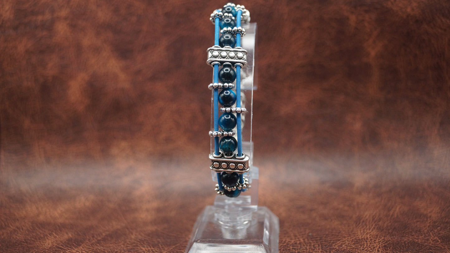 Cobalt Blue Beaded Guitar String Bracelet