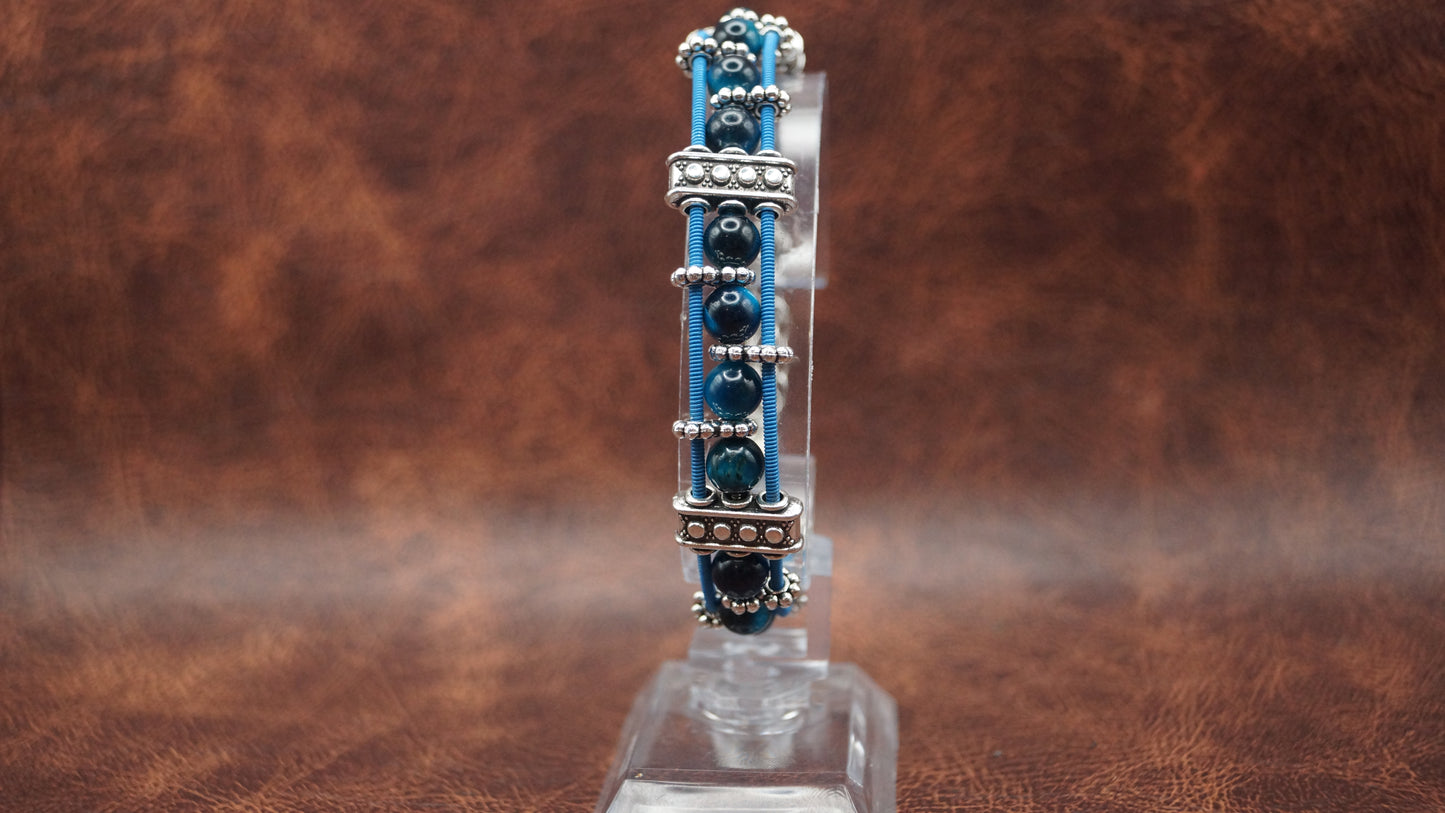 Cobalt Blue Beaded Guitar String Bracelet