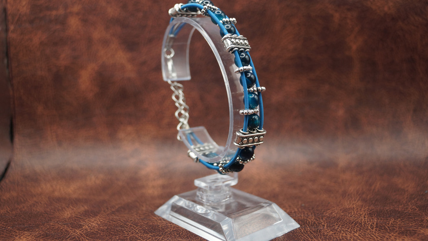 Cobalt Blue Beaded Guitar String Bracelet