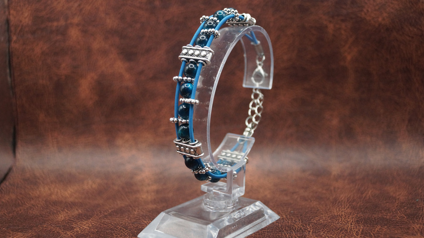 Cobalt Blue Beaded Guitar String Bracelet