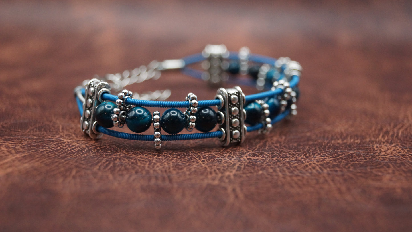 Cobalt Blue Beaded Guitar String Bracelet