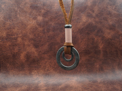 Leather and steel Pendant