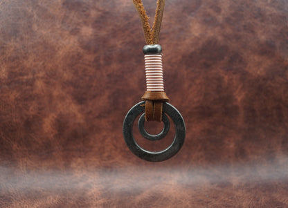 Leather and steel Pendant