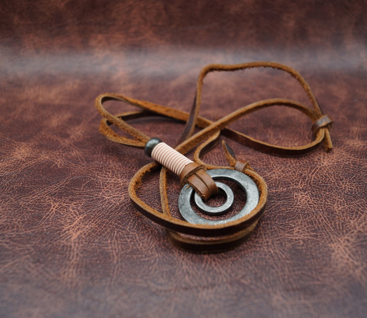 Leather and steel Pendant
