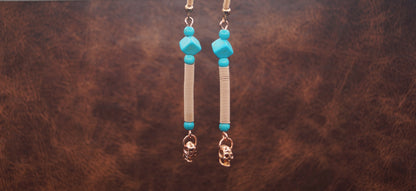 Rose gold and Turquoise Skull earrings