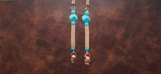 Rose gold and Turquoise Skull earrings