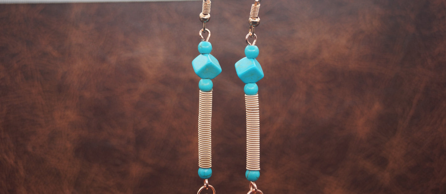 Rose gold and Turquoise Skull earrings