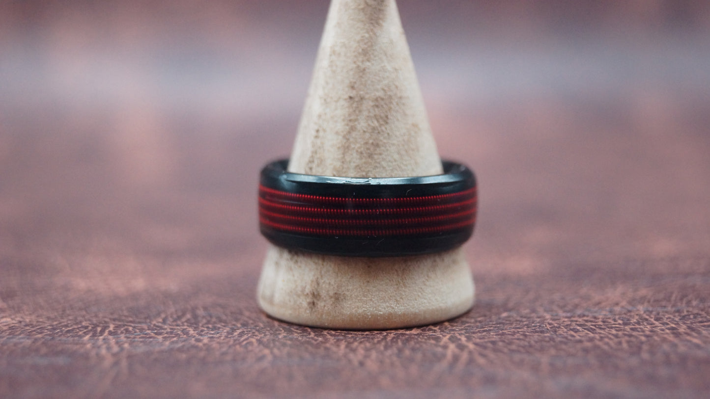 Black Ring with Red Strings inlay
