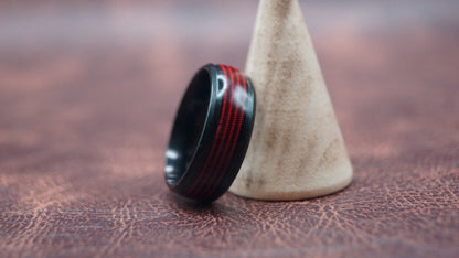 Black Ring with Red Strings inlay
