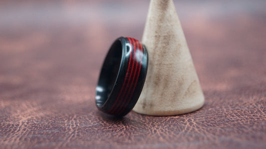 Black Ring with Red Strings inlay