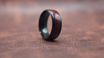 Black Ring with Red Strings inlay